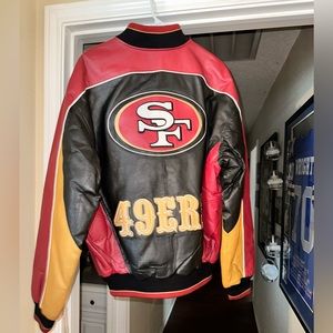 49ers San Fransisco Leather Jacket. Black, Gold and Red